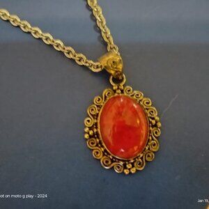 925 vintage red coral 16 in necklace